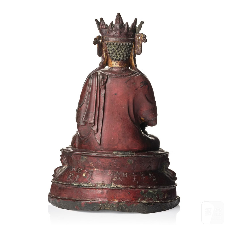 A bronze sculpture of a crowned Buddha, - 图4